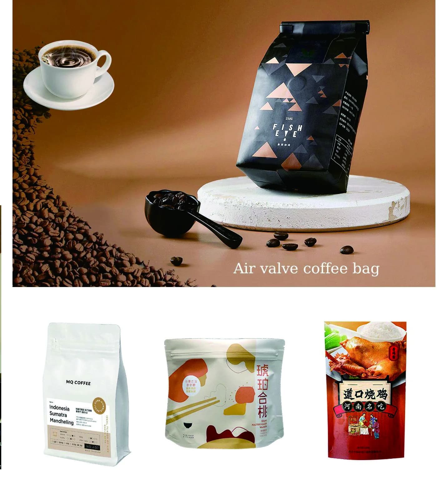 Custom coffee and food packaging bags